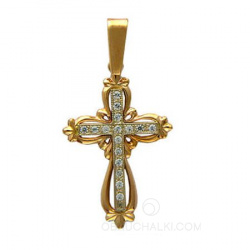 крестик из золота ручной работы легкий крест с бриллиантами в перекрестие фото