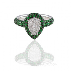 эксклюзивное украшение кольцо капля с изумрудами и бриллиантами фото