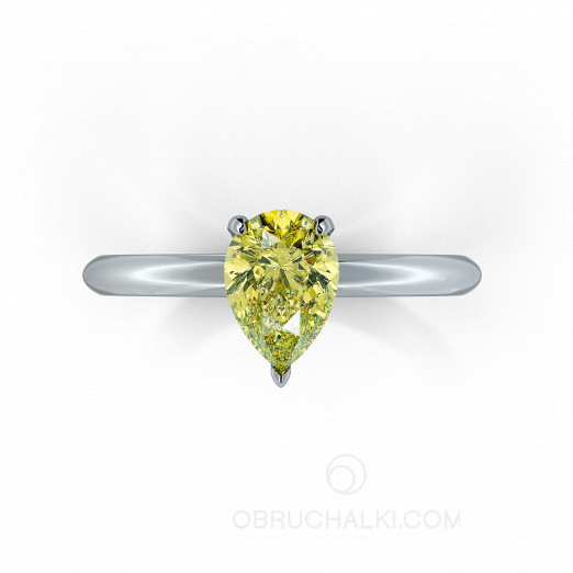 Помолвочное кольцо с желтым бриллиантом огранки груша FIANCÉE’S GLADNESS на заказ фото 2