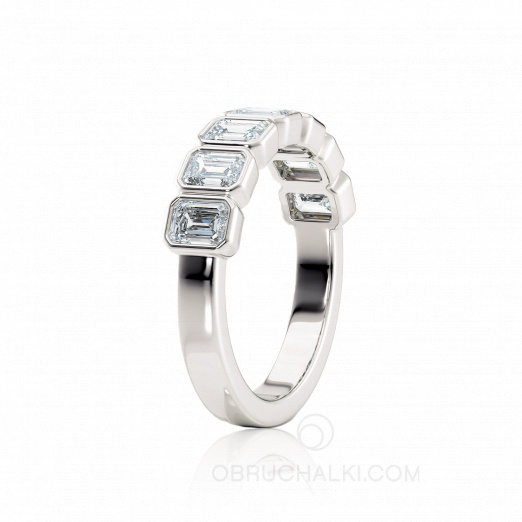 Женское обручальное кольцо-дорожка с прямоугольными бриллиантами огранки багет на заказ фото 5
