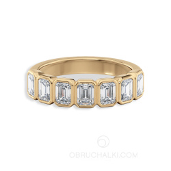 Женское обручальное кольцо-дорожка с прямоугольными бриллиантами огранки багет фото