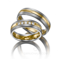 Модные обручальные кольца с бриллиантами и матовой поверхностью  фото