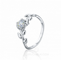 эксклюзивное украшение женское помолвочное кольцо из белого золота с бриллиантом BRANCH OF LOVE фото