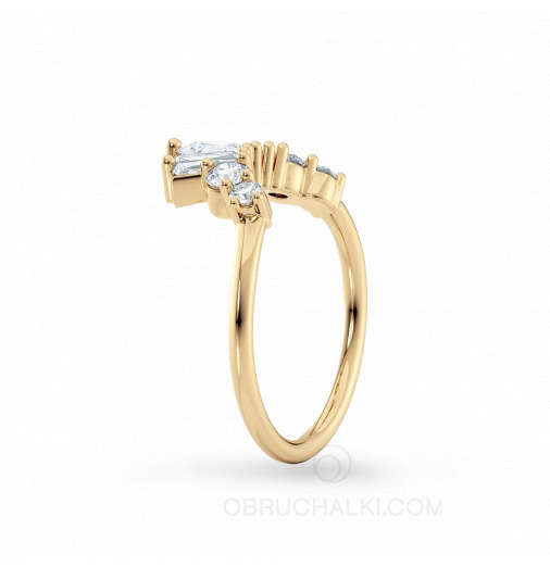 Женское кольцо с бриллиантами разной огранки на заказ фото 2