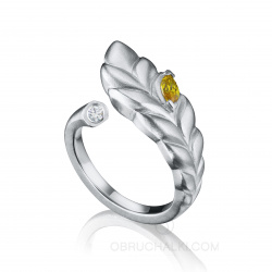 эксклюзивное украшение разъемное кольцо с бриллиантом и желтым сапфиром огранки маркиза EAR фото