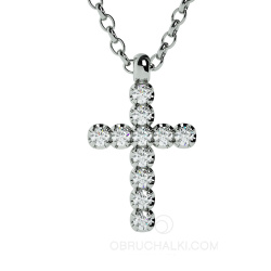 крестик из золота ручной работы женский крестик с бриллиантами 11 DIAMOND CROSS фото