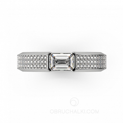 Помолвочное кольцо с бриллиантом огранки эмеральд EMERALD MAJESTY на заказ фото 2