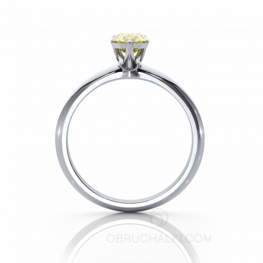 Помолвочное кольцо с желтым бриллиантом огранки груша FIANCÉE’S GLADNESS на заказ фото 3