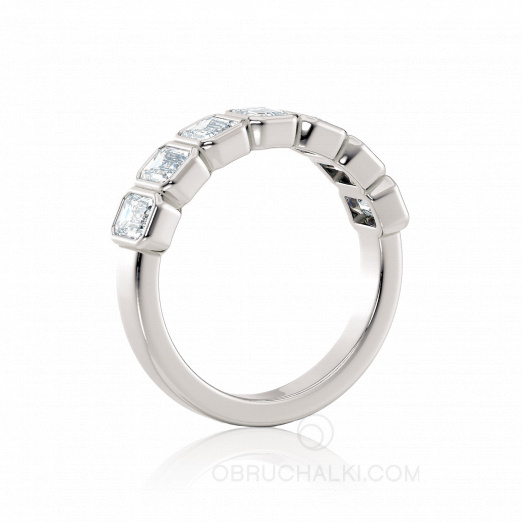 Женское обручальное кольцо-дорожка с прямоугольными бриллиантами огранки багет на заказ фото 6