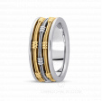Оригинальное мужское обручальное кольцо из комбинированного золота на заказ фото