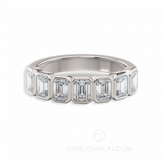 Женское обручальное кольцо-дорожка с прямоугольными бриллиантами огранки багет на заказ фото 4