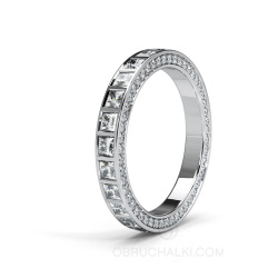 эксклюзивное украшение женское обручальное кольцо с квадратными бриллиантами  фото