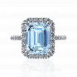 Женское кольцо с крупным голубым аквамарином и бриллиантами WHIRLPOOL LIGHT  на заказ фото 2