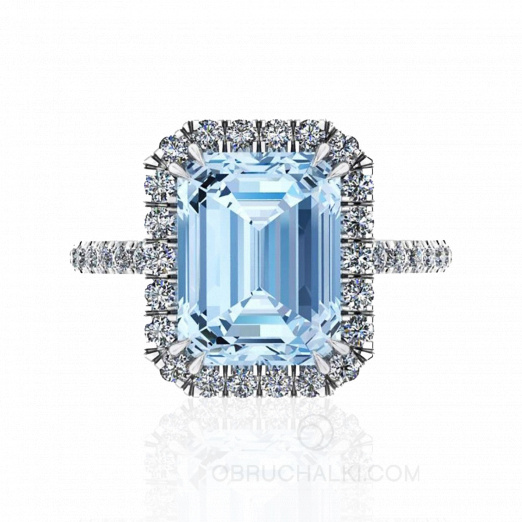 Женское кольцо с крупным голубым аквамарином и бриллиантами WHIRLPOOL LIGHT  на заказ фото 2