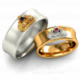 Венчальные кольца Короны комбинированные с бриллиантами и самоцветами на заказ фото