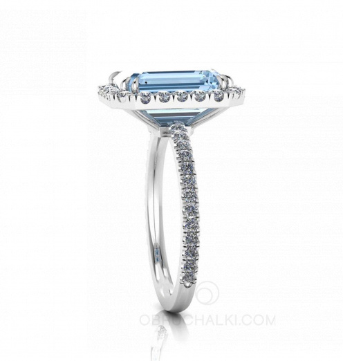 Женское кольцо с крупным голубым аквамарином и бриллиантами WHIRLPOOL LIGHT  на заказ фото 5