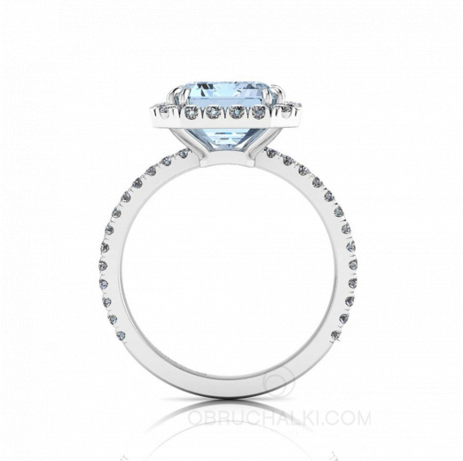 Женское кольцо с крупным голубым аквамарином и бриллиантами WHIRLPOOL LIGHT  на заказ фото 6