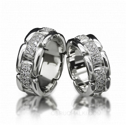 Широкие красивые подвижные одноцветные белые обручальные кольца браслеты  фото