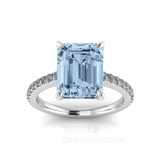 Женское кольцо с голубым топазом и россыпью бриллиантов WHIRLPOOL  на заказ фото 2