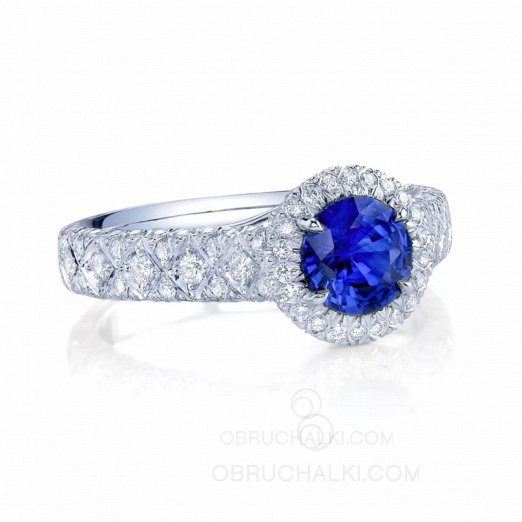 Женское кольцо с сапфиром и бриллиантами BLUE WOMAN RING на заказ фото