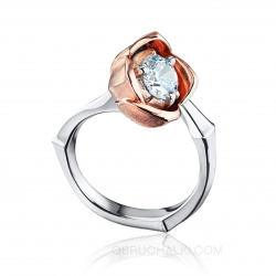 эксклюзивное украшение помолвочное кольцо Пион цветок с бриллиантом PEONY фото
