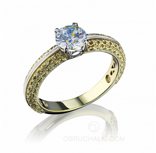 Изящное помолвочное кольцо с бриллиантом на заказ фото
