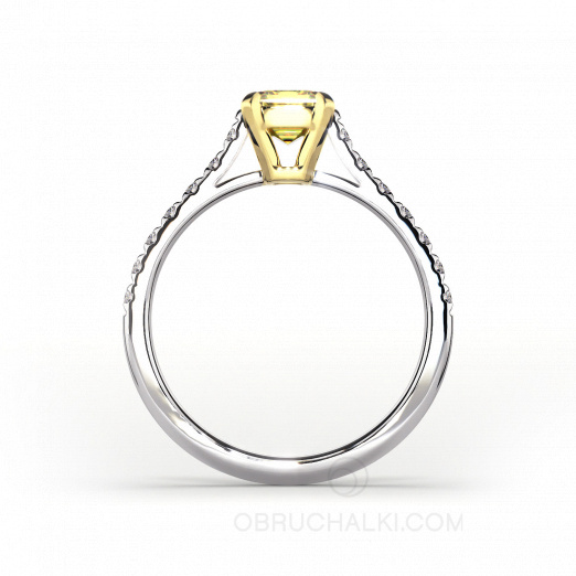 Кольцо на помолвку с желтым бриллиантом огранки эмеральд SUN BRIGHTNESS на заказ фото 3