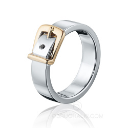 эксклюзивное украшение кольцо-пряжка ремня из комбинированного золота с чёрным бриллиантом GOLDEN BELT  фото