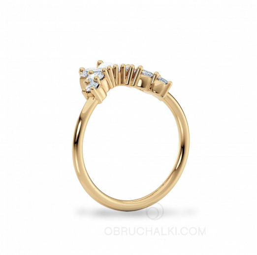 Женское кольцо с бриллиантами разной огранки на заказ фото 3