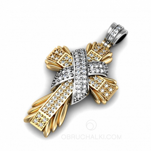 Нательный крест с бриллиантами DIAMOND CROSS III на заказ фото