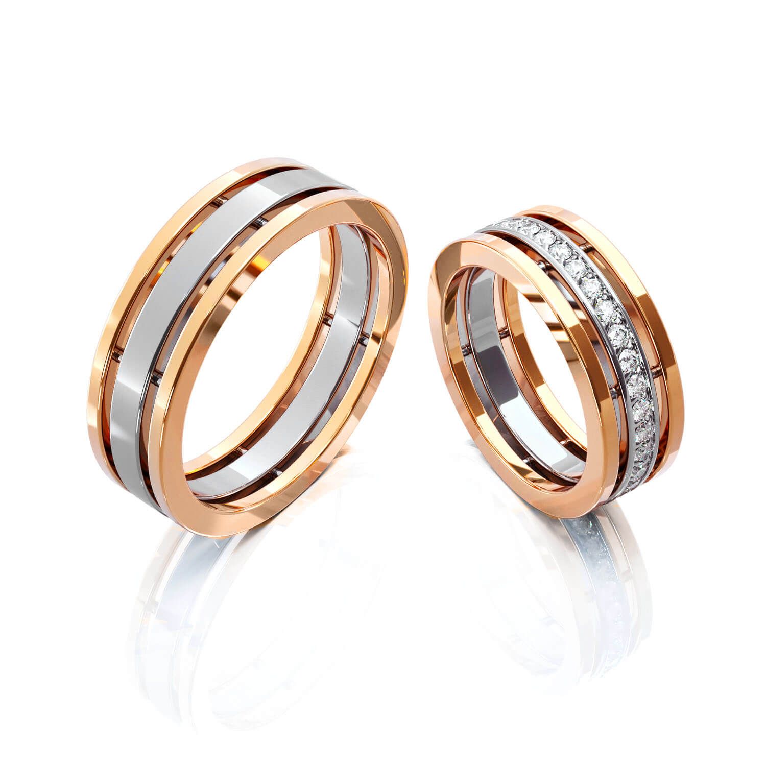 Модные обручальные кольца COMBO с бриллиантами  на заказ фото 3
