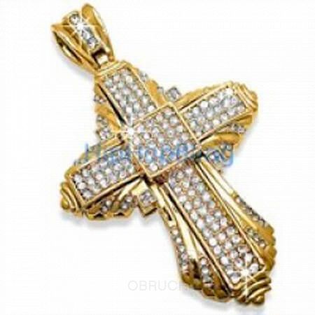 Тяжелый крест усеянный бриллиантами на заказ фото