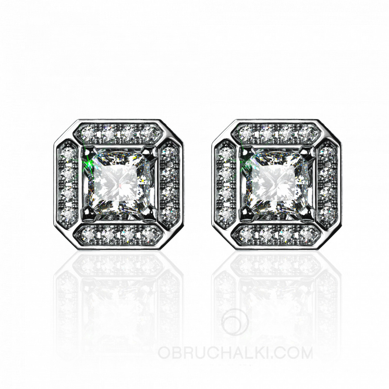 Пусеты-трансформеры восьмигранные с бриллиантами MYSTERY EARRINGS