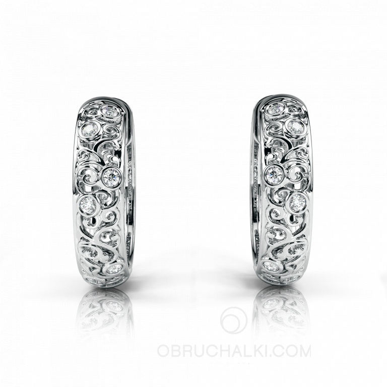 Узорные серьги из золота с бриллиантами на заказ PLEXUS EARRINGS