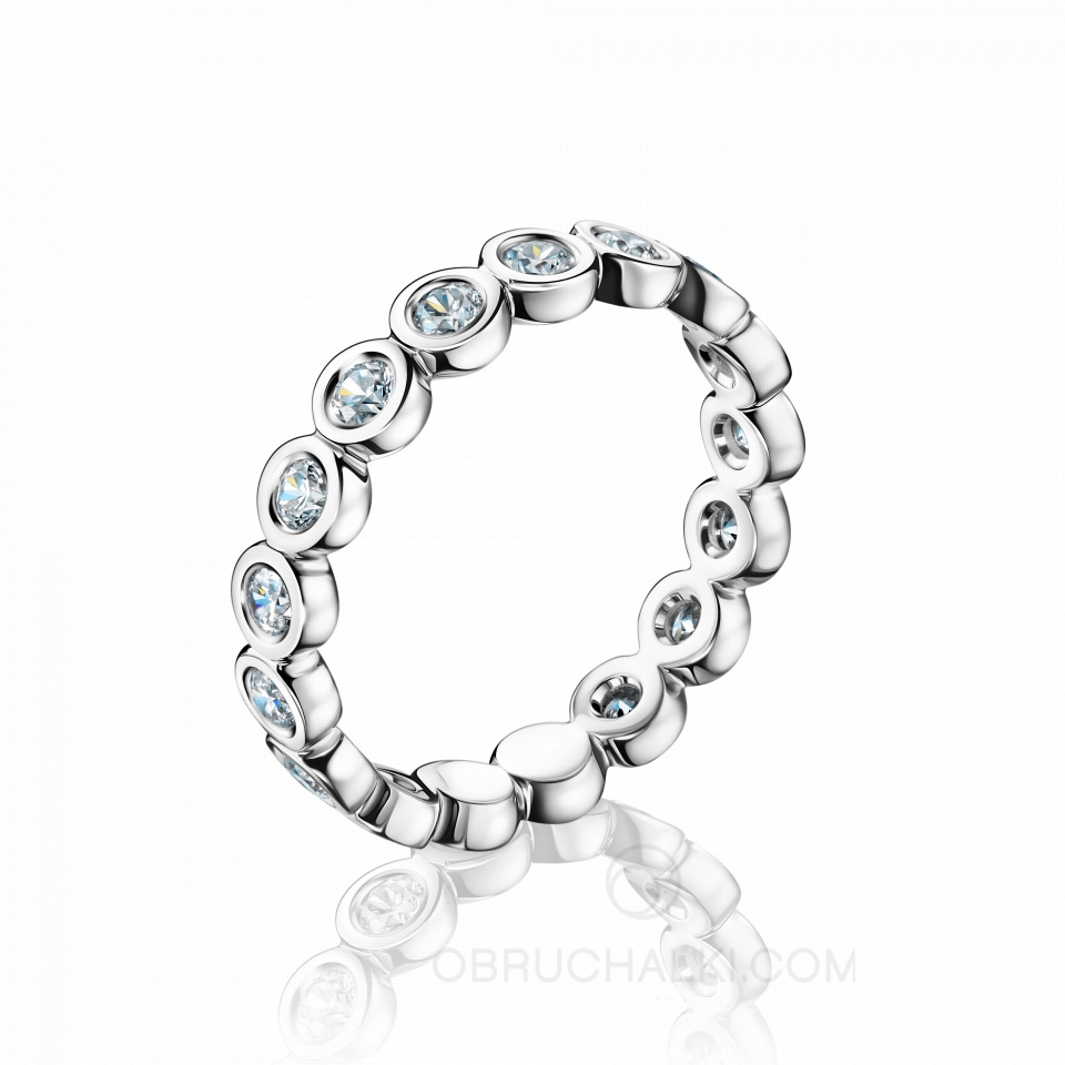 Женское обручальное кольцо бриллиантовая дорожка с круглыми бриллиантами BUBBLE BLISS RING