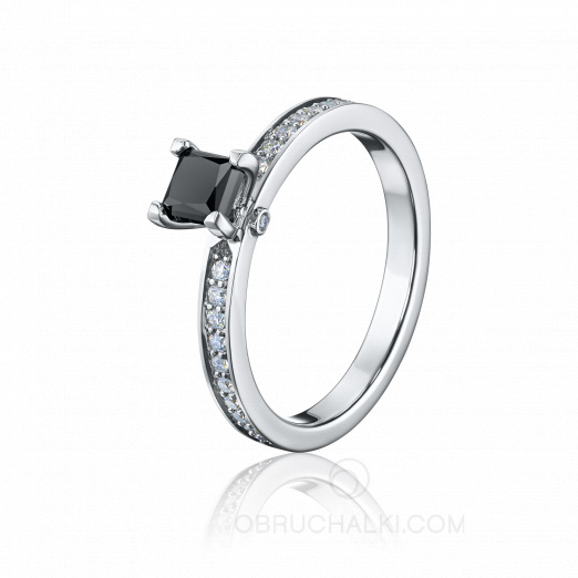 Помолвочное кольцо с черным бриллиантом MYSTERY BLACK DIAMOND на заказ фото