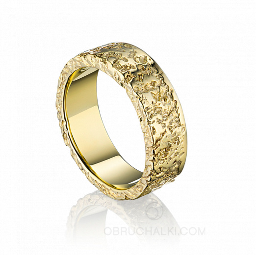 Необычное мужское обручальное кольцо CORK DIAMOND на заказ фото