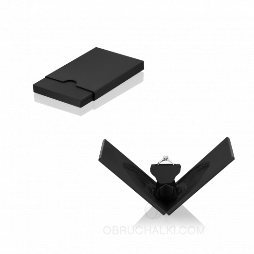 Необычная упаковка-коробочка для помолвочного кольца V - образная плоская BLACK LITTLE на заказ фото