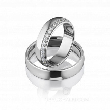 Матовые обручальные кольца "Classic 2.0" с бриллиантами фото