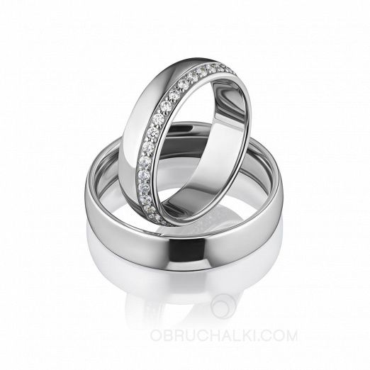 Матовые обручальные кольца "Classic 2.0" с бриллиантами на заказ фото