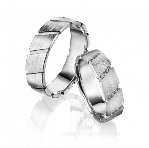 Обручальные кольца DIAGONALI с бриллиантами на заказ фото