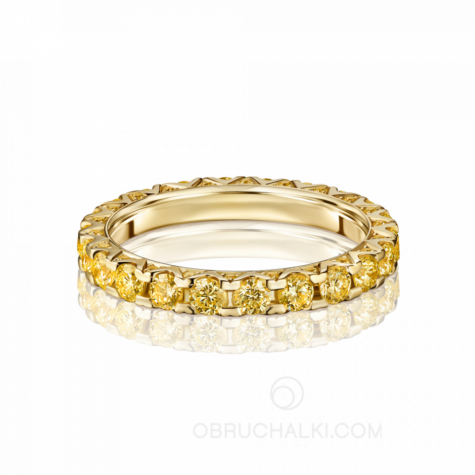 Женское обручальное кольцо из желтого золота с желтыми бриллиантами STONE SUN