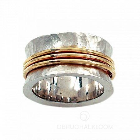 Обручальное кольцо с крутящимися кольцами на заказ фото