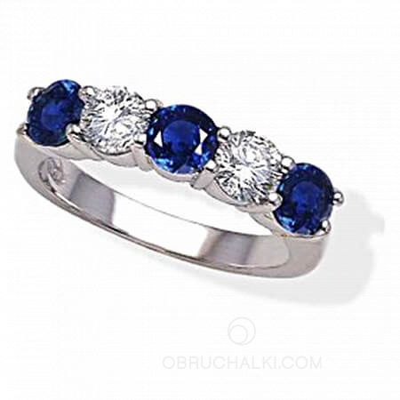 Помолвочное кольцо с сапфирами и бриллиантами  на заказ фото