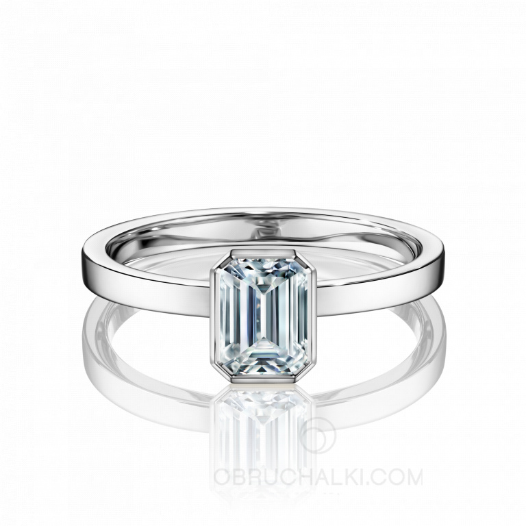 Помолвочное кольцо из золота 585 пробы с бриллиантом огранки эмеральд FAMILY RELIC EMERALD
