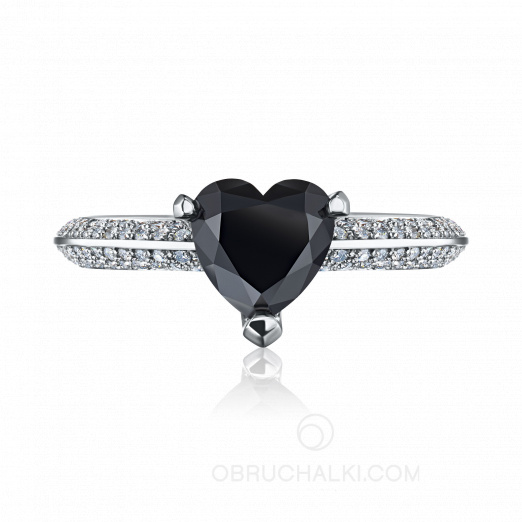 Помолвочное кольцо из белого золота с черным бриллиантом BLACK HEART на заказ фото 3
