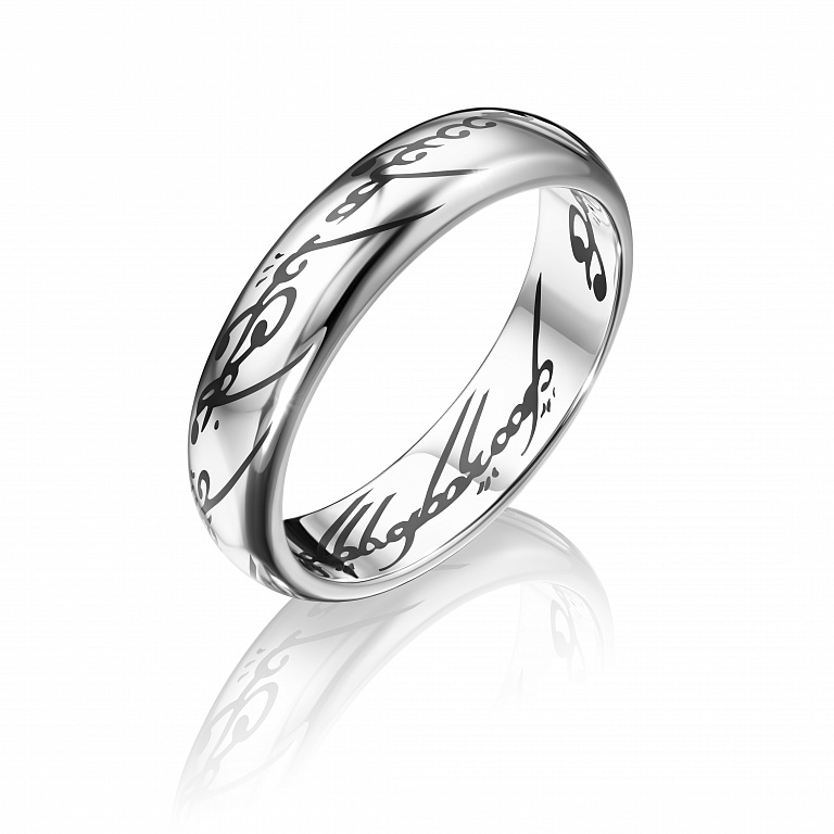 Кольцо всевластия из белого золота с ювелирной керамикой RING OF POWER CERAMIC