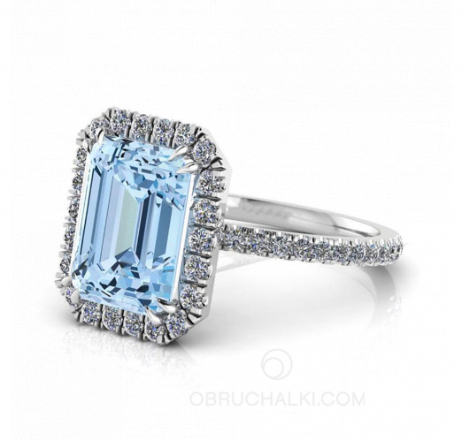 Женское кольцо с крупным голубым топазом и бриллиантами WHIRLPOOL LIGHT  на заказ фото 4
