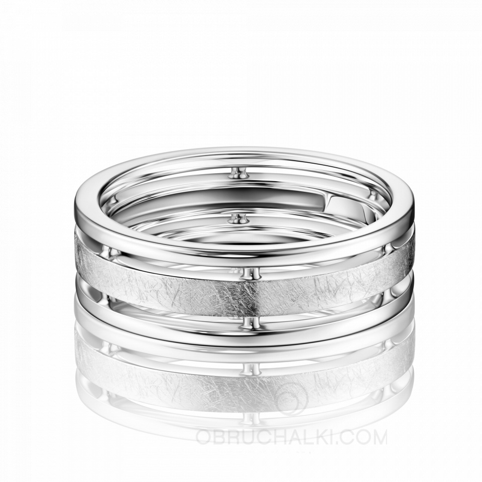 Мужское обручальное кольцо с текстурой льда COMBO ICE