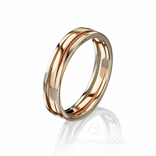 Двухцветное обручальное кольцо для мужчины  на заказ фото